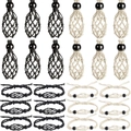 Juego de collares y pulseras tejidos a mano en negro y beige para piedras naturales - Pulsera Negra