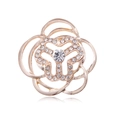 Goldene Blumenbrosche mit funkelnden Strasssteinen und zentralem Kristall für Anzüge - Pavé Hauptdiamant-Stil / Gold Sonnenblume
