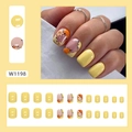 Unghie finte corte gialle con margherite e pois, set completo da 24 pezzi - Margherita Gialla (Stile Colla)
