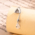 Silver cat ear cartilage stud earring with cubic zirconia and a teardrop crystal - White Zirconia Single / White (Right)