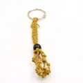 Adjustable ginger yellow woven net pouch keychain holder for DIY crystals and stones - Keychain / Ginger Yellow