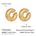 Detailed size specifications for 18K gold plated stainless steel C-shape clip-on earrings - Polished Gold Style (YYE023292)