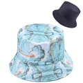 Dettaglio cappello pescatore reversibile con stampa marmo e tessuto nero traspirante - Taglia unica / Stile Marmo Blu Arancio (Stile 1)