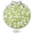 Macro detail of mint green cat-eye resin beads in a silver tray for DIY jewelry - 8mm / Light Green