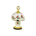 Retro desk lamp charm with red and green floral enamel on gold-plated alloy - White Table Lamp