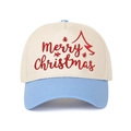 Zweifarbige Christmas Trucker-Cap mit roter Merry Christmas Stickerei und Sternmuster - Hellblau