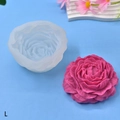 Stampo in silicone per peonia di grandi dimensioni con candela rosa e petali reali - Taglia L