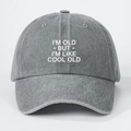 Gorra de béisbol clásica de mezclilla gris lavada con un eslogan blanco humorístico - Talla única / Gris