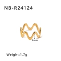 Irregular wavy stainless steel ring in gold finish, height 8mm and weight 1.7g - US 6 / Jagged Wave Style (NB-R24124)