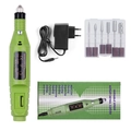 Kit fresa per unghie elettrica verde con sei punte in metallo e alimentatore - A016-8 Spina UE Verde In Scatola