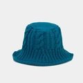 Gorro de punto azul pavo real con diseño de ochos vintage para el invierno - M(56-58cm) / Verde azulado