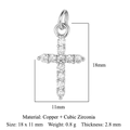 Silver cross pendant with cubic zirconia inlay including size and material specs - Silver Pave Cross (VB253)