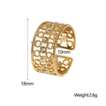 18K gold plated stainless steel hollow geometric ring with sparkling rhinestones - Adjustable