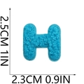 Detailed size chart of blue chenille letter H embroidery patch with 2.5cm height dimension - Letter-H