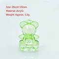 Detail view of colorful acrylic bear pendant with 29mm by 20mm dimensions and top hole - 29mm*20mm / Green