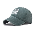 Berretto da baseball in cotone verde lavato con stampa vintage e visiera curva classica - Verde Scuro