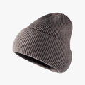 Classic dark taupe ribbed knit beanie with a folded cuff for winter warmth and style - Dark Gray