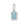 Elegant S925 sterling silver necklace featuring a light blue square zircon pendant - Platinum-March