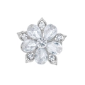 Silver flower brooch with clear rhinestones on a white background for women - Silver Crystal Flower