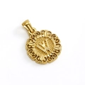 Vintage golden round pendant featuring a detailed embossed letter W with ornate edges - Letter W Style (W-Single Pendant)