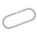 Close-up of silver Cuban link necklace featuring square-cut crystals and clasp detail - 16" / Silver