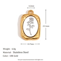 Vintage 18K gold plated stainless steel rose flower pendant with size and weight specs - Shell Rose Pendant / Gold