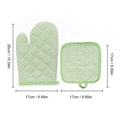 Set di guanto da forno e presina verdi a pois in cotone trapuntato resistente al calore - Verde#Cotone Lino