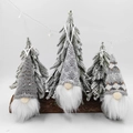 Set di tre gnomi natalizi in maglia con luci decorative per decorare l'albero - Grigio/Set di 3