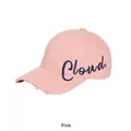 Casquette de baseball rose avec broderie Cloud bleue et visière délavée - Rose / Réglable