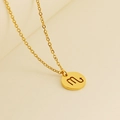 18k gold Scorpio zodiac pendant necklace with a round coin on a delicate O-chain - Scorpio
