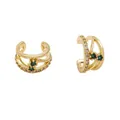 Ear cuff placcati in oro con pietre verdi e zirconi per orecchie senza buco, set chic - Stile B / Oro