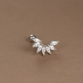 Silver stainless steel ear stud with fan-shaped marquise zircon and screw ball back - Silver White Zirconia (Fan Shape)