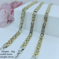 Two-tone gold and silver stainless steel chain set with 6mm width and 54g weight - 6mm*55cm / Steel Gold