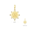 Golden sun and moon hexagon pendant necklace featuring white zircons and engraving - Moth Star Moon Rhinestone Style (C Style) / 925 Silver / Gold