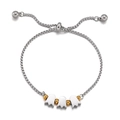 Verstelbare roestvrijstalen tulpenarmband met zilveren ketting en gouden kralen - Drie Tulpen Stijl (KB146792-Z)