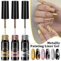 Set de geles delineadores metálicos LIMEGIRL oro, oro rosa y plata para arte de uñas - 5ml*3 / Juego de 3 Geles de Delineado Metálico
