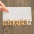 5652401-Gold 6 Pairs-Pearl Hoop Combination