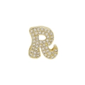 18k gold plated brass letter R pendant with micro-pave cubic zirconia for DIY jewelry - Letter R Pendant-Gold