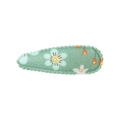 Pinza para el pelo BB de tela verde menta con motivos florales y bordes ondulados cosidos - Estilo 35
