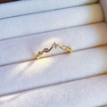 Elegant gold V-shaped ribbon ring with clear gemstones set in white velvet box - J5140-Gold V-Shape Rhinestone