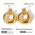 Waterdichte gouden geometrische cirkel oorbellen van hypoallergeen edelstaal - Gouden Stijl (YYE025080-G)