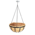 Hanging semi-sphere planter with black metal frame and natural coco fiber liner - Flat Iron Basket