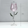 Pink tulip-shaped glass vase with green leaf details and 22cm height dimension - 150ml Pink With Green Leaf