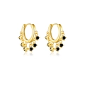 Orecchini a cerchio in argento S925 con zirconi neri e placcatura in oro pregiato - Argento 925 / Oro 18k (Zircone Nero)