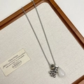 Collier en argent S925 avec pendentif goutte blanche et perle marbrée style bohème - Style D Collier Grappe de Raisin Goutte en Cristal Blanc