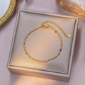Chic gold stainless steel bracelet with colorful beads on a premium jewelry box - Anklet / Gold