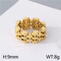 Anello in acciaio inossidabile dorato a catena tipo cinturino orologio da 9mm e 8g - US 7 / Oro