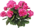 Close-up of artificial pink geranium bouquet with green leaves on white background - 14 Inch Style / Rose Red