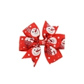 Christmas hair clip with red ribbed ribbon, white snowman and snowflake prints - Red Big Snowman Style (3)