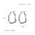 Silver-toned stainless steel geometric U-shaped earrings in twisted rectangular style - Silver